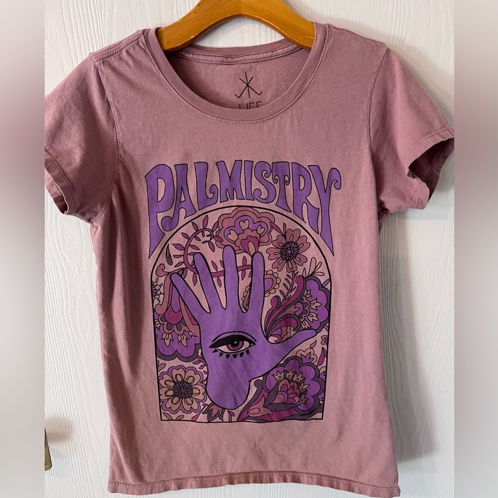 LIFE Clothing Company Mauve Pink/Purple Palmistry T-shirt 100% Cotton
